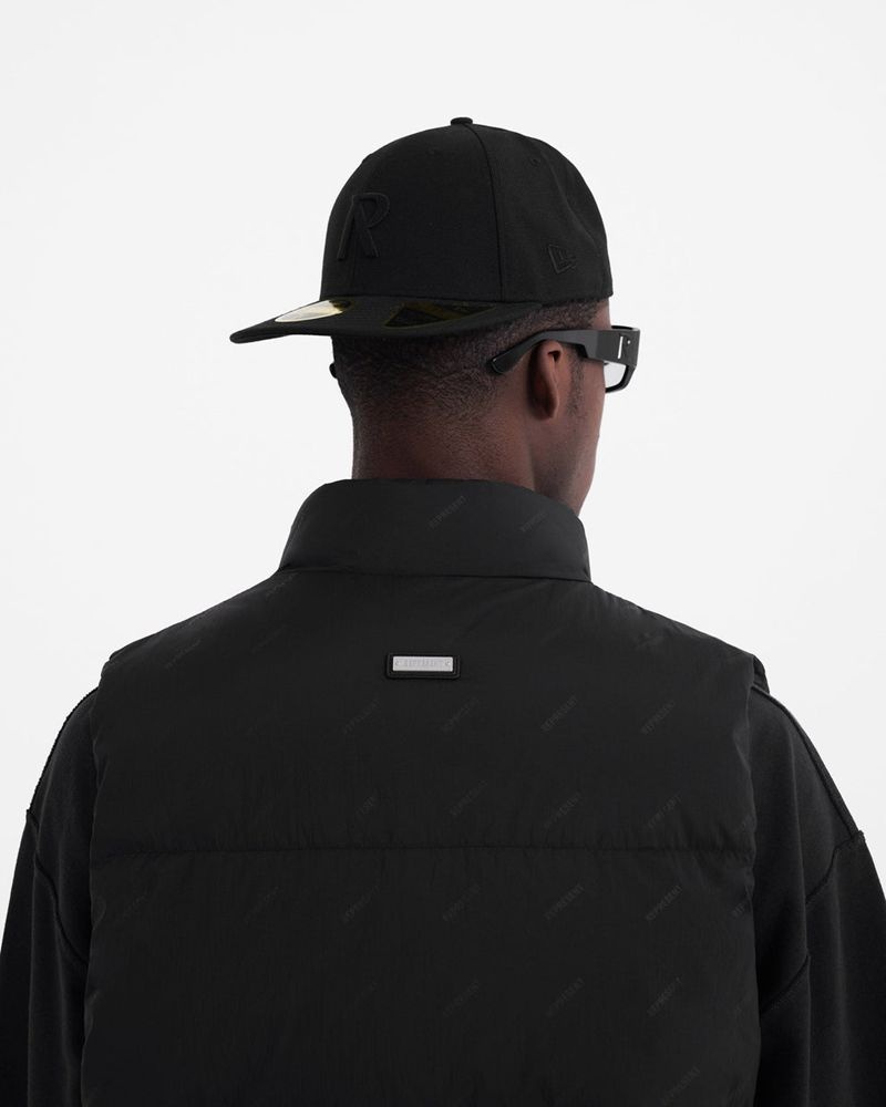 Pánské Vesta Represent All Over Logo Puffer Černé | CZ-VEBYK7583