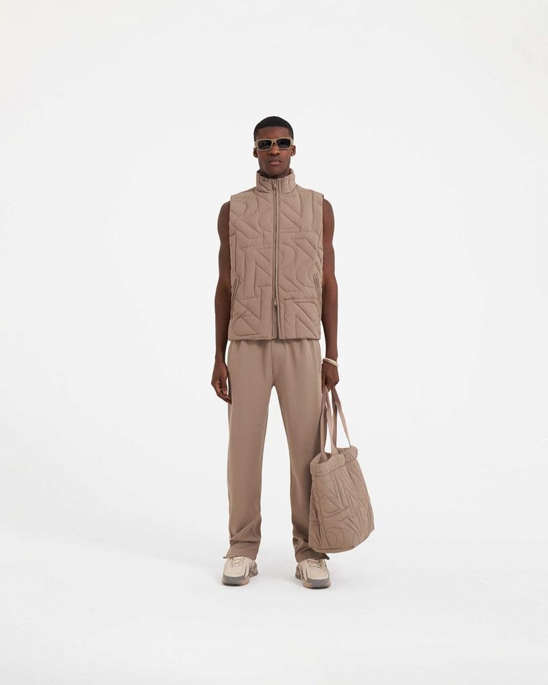 Pánské Vesta Represent Initial Prošívaný Taupe | CZ-PBXON9467