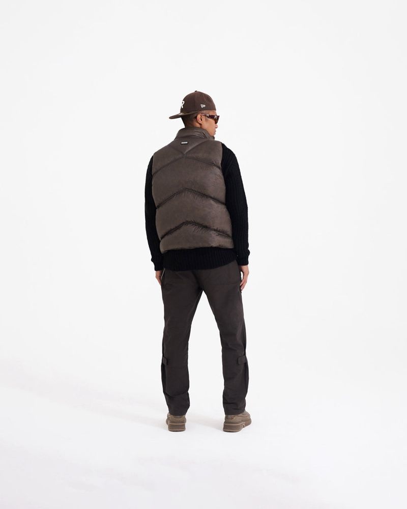 Pánské Vesta Represent Washed Brown Puffer Tmavě Hnědé | CZ-WSDEA8294